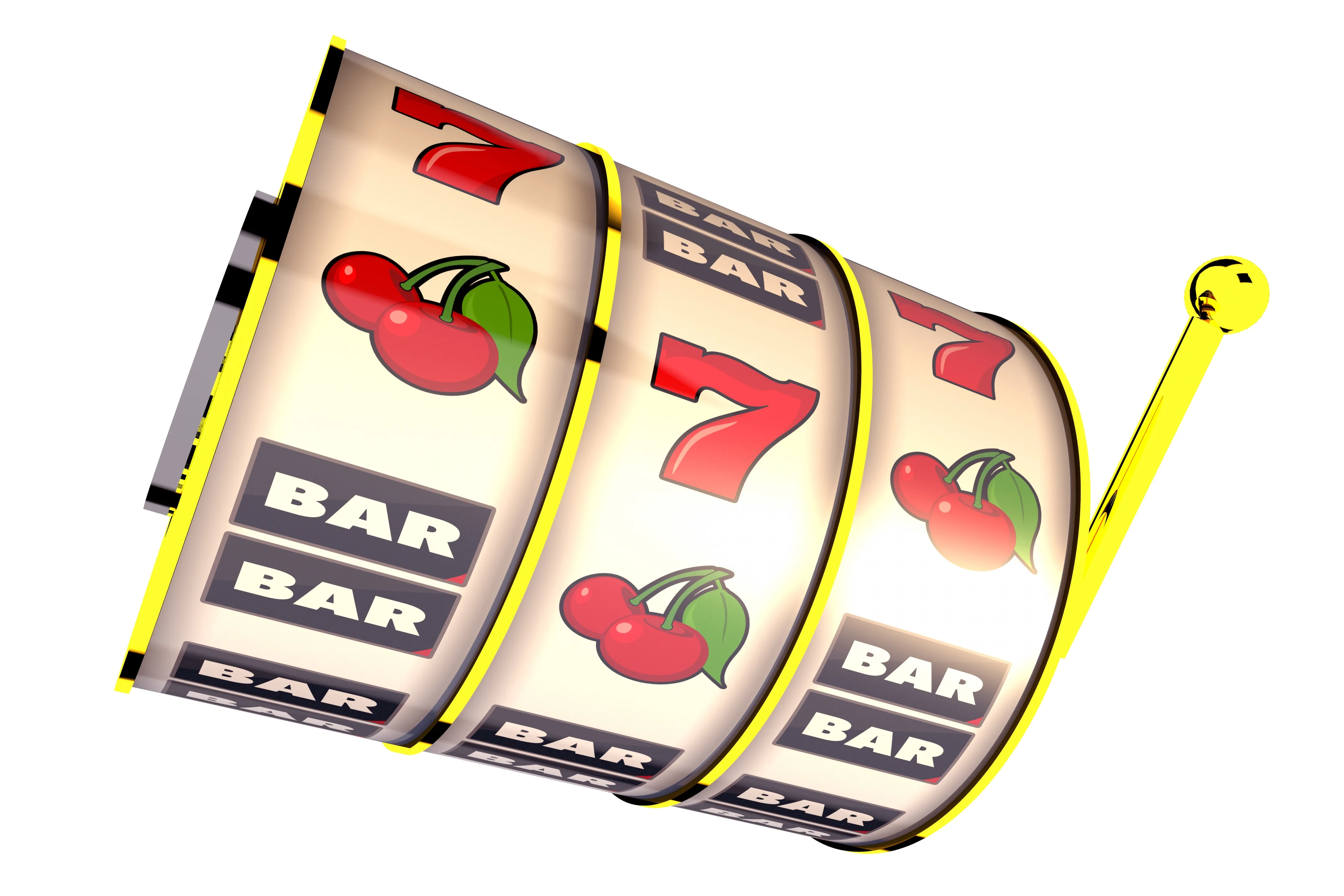 Slot machine reels with fruit symbols
